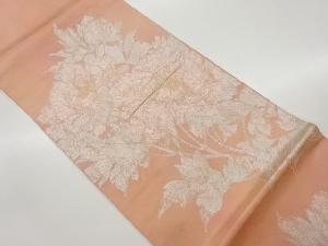 引箔牡丹模様織出し袋帯